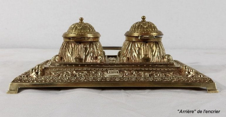 19th Century Golden Bronze Inkwell-RVK-1183063