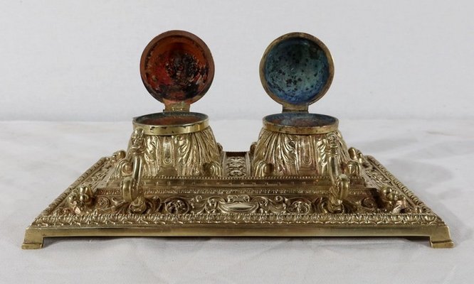 19th Century Golden Bronze Inkwell-RVK-1183063