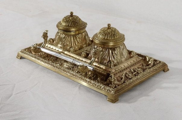 19th Century Golden Bronze Inkwell-RVK-1183063