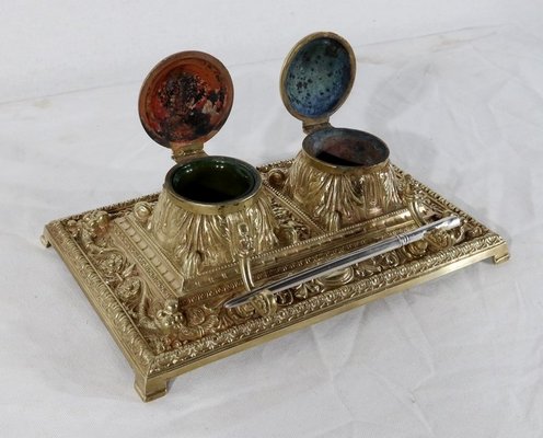 19th Century Golden Bronze Inkwell-RVK-1183063