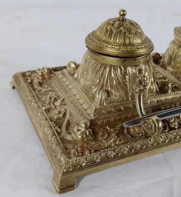 19th Century Golden Bronze Inkwell-RVK-1183063