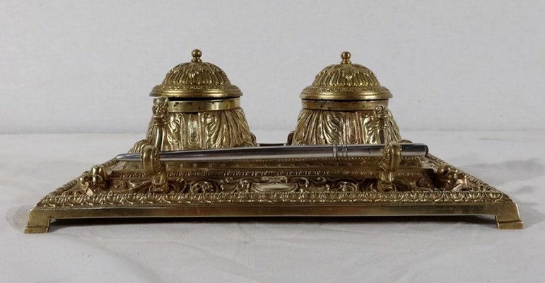 19th Century Golden Bronze Inkwell-RVK-1183063