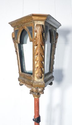 19th Century Golden Wood and Wrough Iron Lamp-OJE-1361682