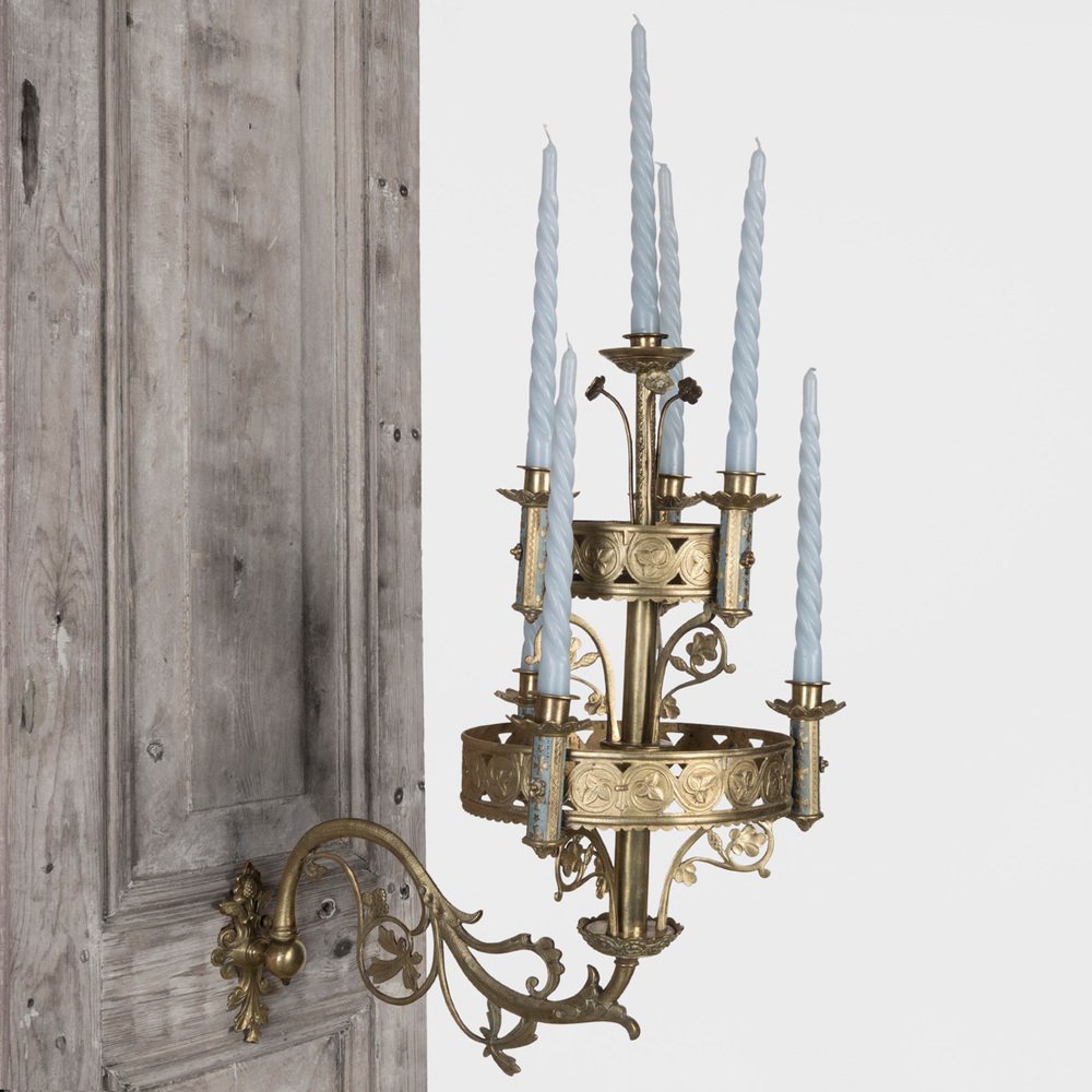 19th Century Gothic Candle Sconces, 1890s, Set of 2