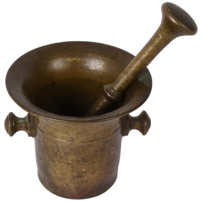 19th Century Grand Tour Antique Handmade Bronze Mortar with Pestle-JDR-1125529