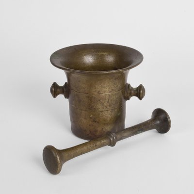 19th Century Grand Tour Antique Handmade Bronze Mortar with Pestle-JDR-1125529