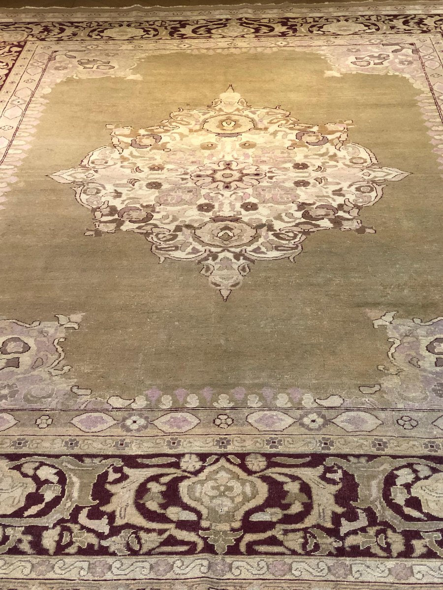 19th-Century Green and Purple Red Amritsar Rug, 1890s