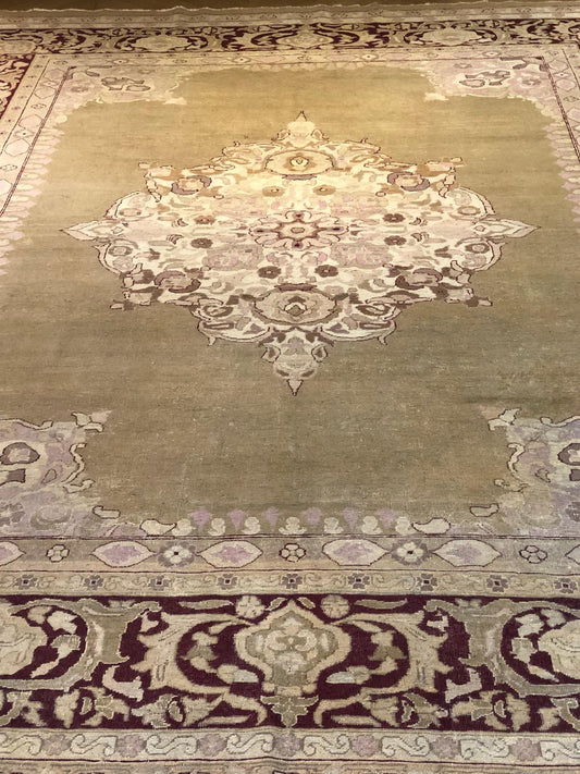 19th-Century Green and Purple Red Amritsar Rug, 1890s