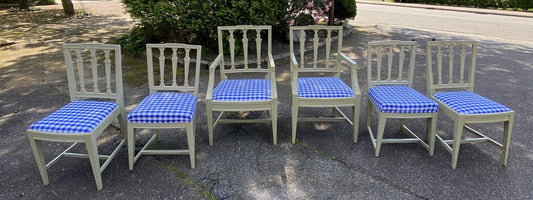 19th Century Gustavian Dining Chairs, Lindomes, Set of 6