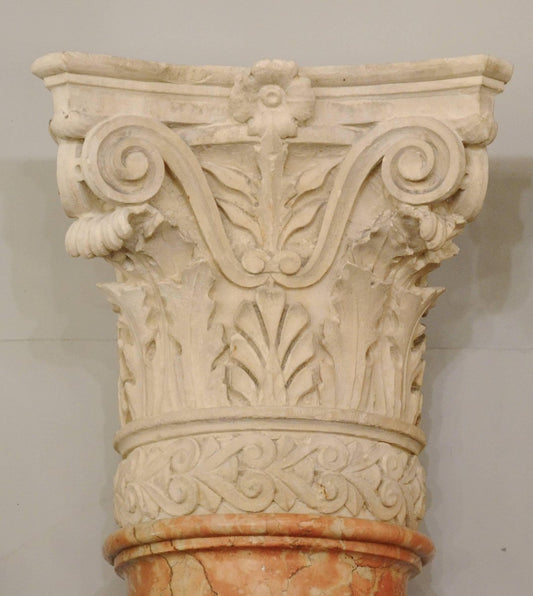 19th Century Half-Columns in Red Verona Marble and Vincenza Stone, Set of 4