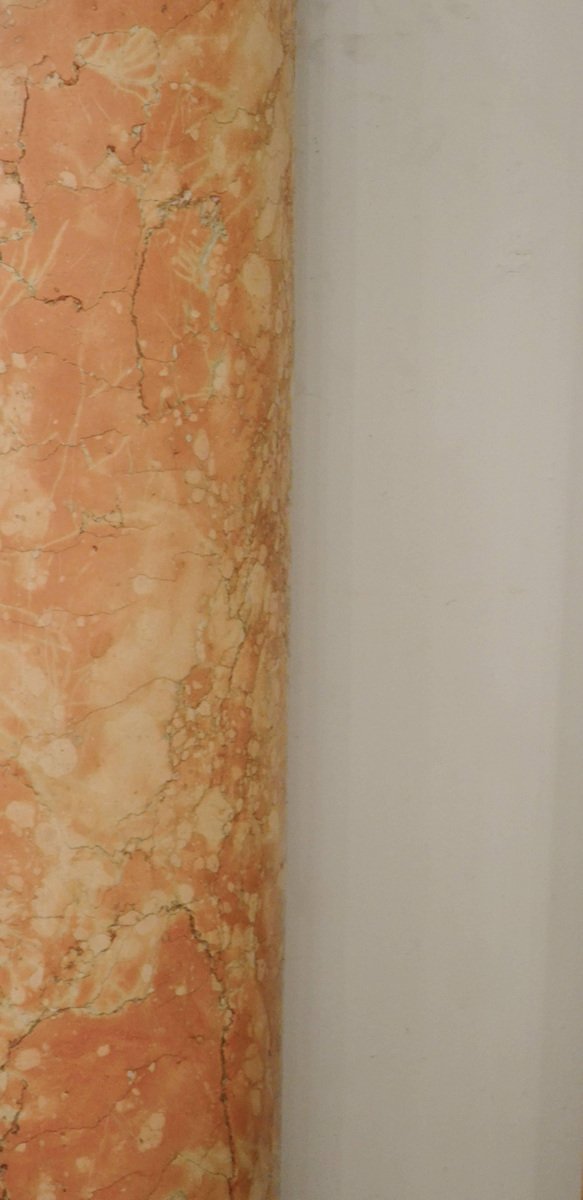 19th Century Half-Columns in Red Verona Marble and Vincenza Stone, Set of 4