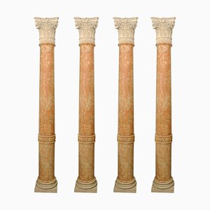 19th Century Half-Columns in Red Verona Marble and Vincenza Stone, Set of 4-FGA-923558