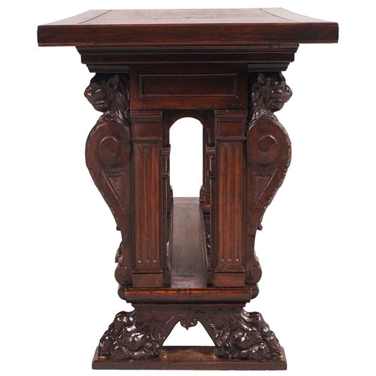 19th Century Hand Carved Walnut Desk from Testolini & Salviati