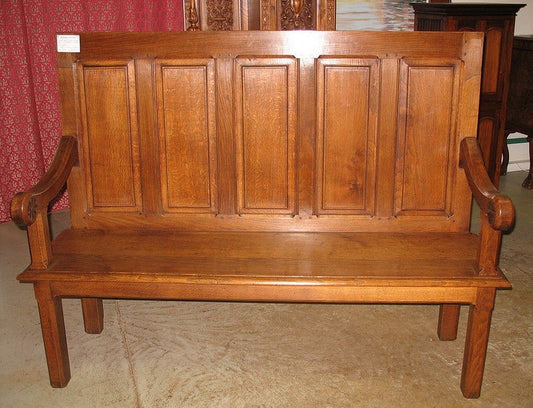 19th Century High Back Bench in Oak