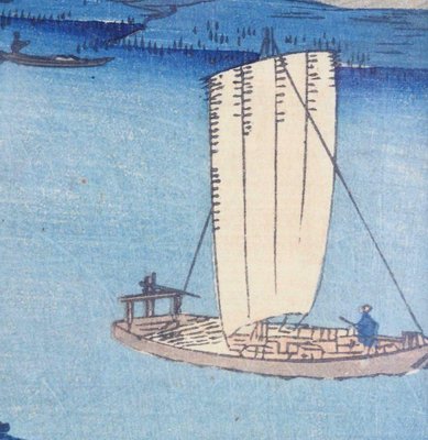 19th Century Hiroshigé Woodcut Nijuke Ferry-SA-636475