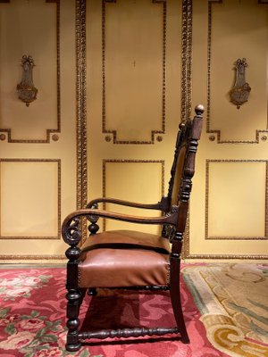 19th Century Historicism Throne Armchair in Oak, 1880s-FLW-1402080