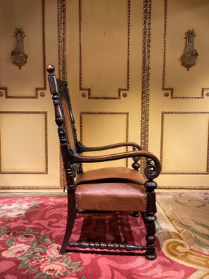 19th Century Historicism Throne Armchair in Oak, 1880s-FLW-1402080