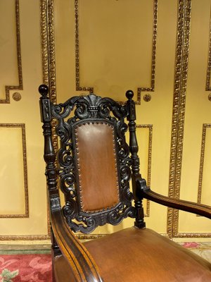 19th Century Historicism Throne Armchair in Oak, 1880s-FLW-1402080