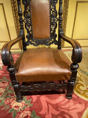 19th Century Historicism Throne Armchair in Oak, 1880s-FLW-1402080