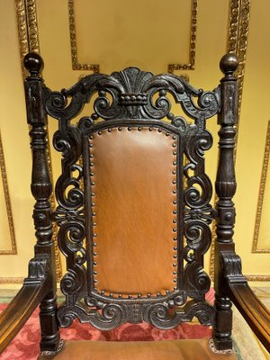 19th Century Historicism Throne Armchair in Oak, 1880s-FLW-1402080