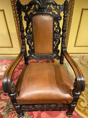 19th Century Historicism Throne Armchair in Oak, 1880s-FLW-1402080