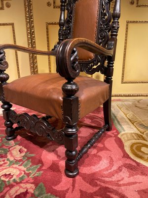 19th Century Historicism Throne Armchair in Oak, 1880s-FLW-1402080