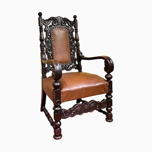 19th Century Historicism Throne Armchair in Oak, 1880s-FLW-1402080