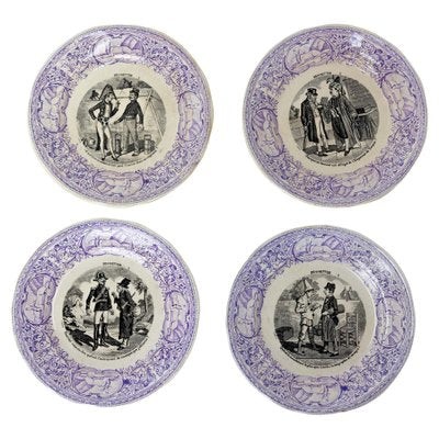 19th Century Historized Scenes with Guess Faience Plates, France-RIU-1403204