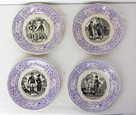 19th Century Historized Scenes with Guess Faience Plates, France-RIU-1403204