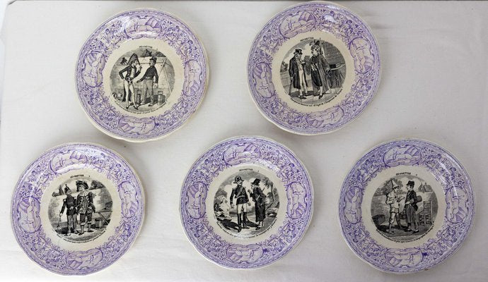 19th Century Historized Scenes with Guess Faience Plates, France-RIU-1403204