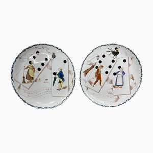 19th Century Humorous Wall Plates Dominos from Creil Montereau, 1890s, Set of 2-EUT-1734422