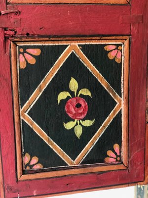 19th Century Indian Hand Painted Carved Wood Window Frame-LYQ-1171749