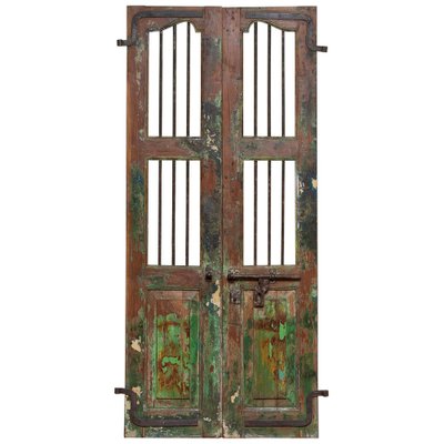 19th Century Indian Window or Door Shutters with Metal Bars, Set of 2-JE-987153