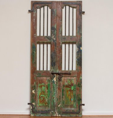 19th Century Indian Window or Door Shutters with Metal Bars, Set of 2-JE-987153