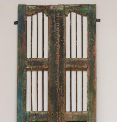 19th Century Indian Window or Door Shutters with Metal Bars, Set of 2-JE-987153