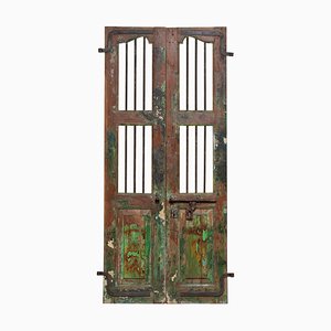 19th Century Indian Window or Door Shutters with Metal Bars, Set of 2-JE-987153