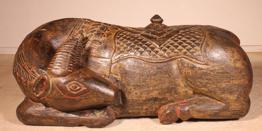 19th Century Indian Wooden Buffalo Sculpture