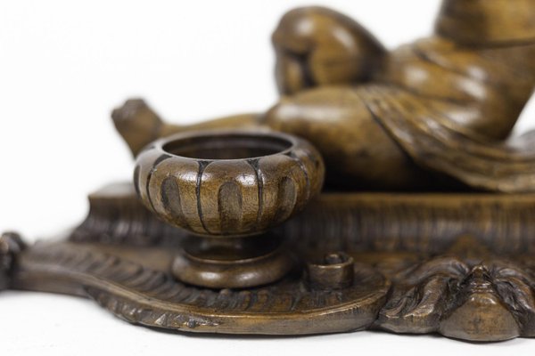 19th Century Inkwell in Wood Figuring a Child-CEJ-691324