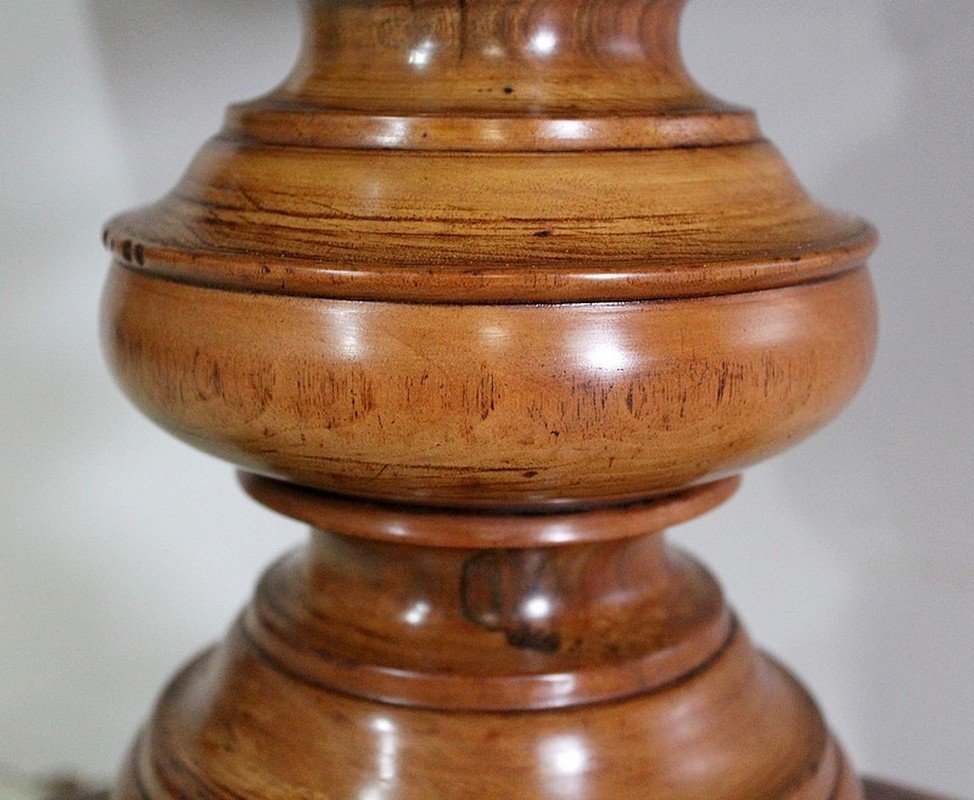 19th Century Inlaid Walnut and Light Wood Pedestal Table