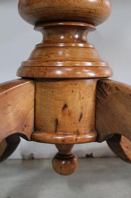 19th Century Inlaid Walnut and Light Wood Pedestal Table