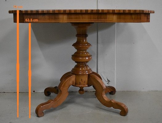 19th Century Inlaid Walnut and Light Wood Pedestal Table