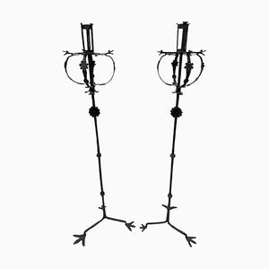 19th Century Iron Floor Candleholders, Set of 2-UCH-1740150