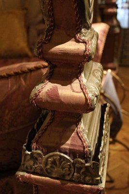 19th Century Italian Canopy Bed with Silver Friezes and Upholstered Purple Silk-AXE-1433479