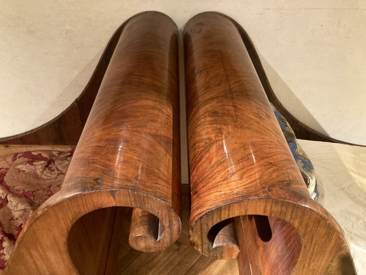 19th Century Italian Empire Flamed Walnut Sleigh Beds or Daybeds, Set of 2-AXE-1705250