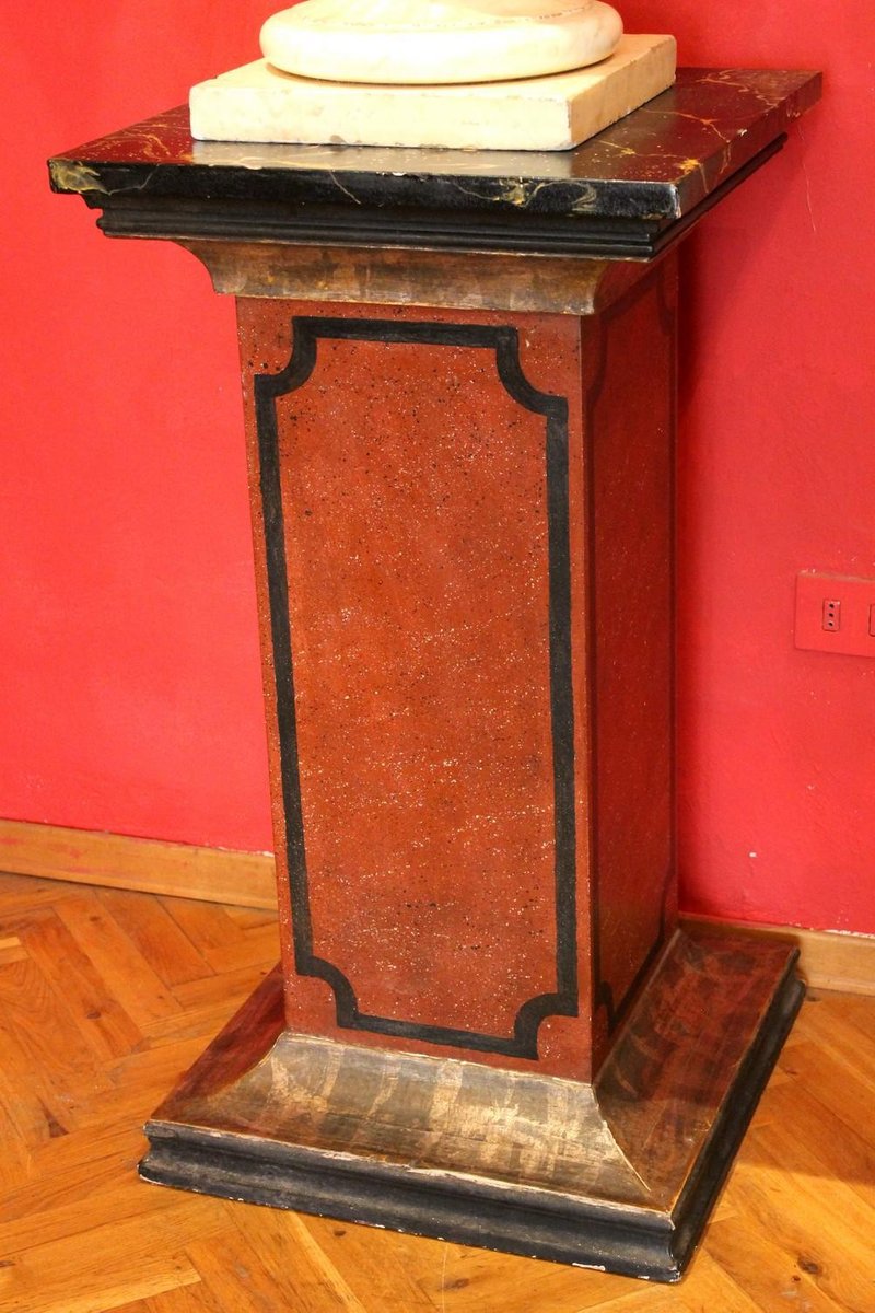 19th Century Italian Faux Marble Lacquer Architectural Pedestals or Columns, Set of 2