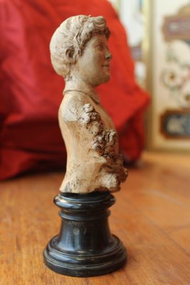 19th Century Italian Female Terracotta Bust on Ebonized Base, 1894-AXE-1433433