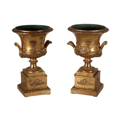 19th Century Italian Gold Leaf Vases, Set of 2-VMM-725127