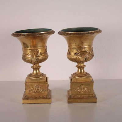 19th Century Italian Gold Leaf Vases, Set of 2-VMM-725127