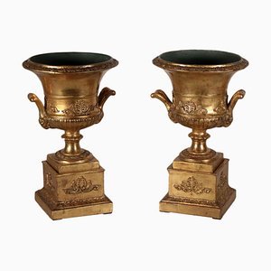 19th Century Italian Gold Leaf Vases, Set of 2-VMM-725127