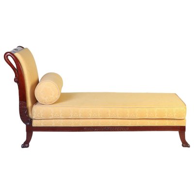 19th-Century Italian Mahogany Swan Neck Sofa or Chaise Lounge, Tuscany, 1820s-MBH-1031581